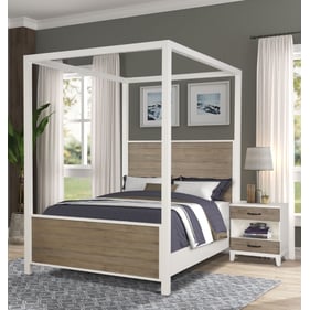 Bernards Daydreams Taupe White 2pc Bedroom Set with Queen Canopy Bed