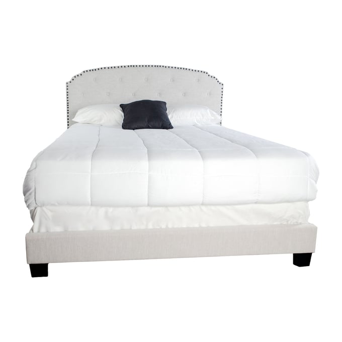 Bernards Olivia Light Gray Upholstered Queen Bed BRND-1602DS-105