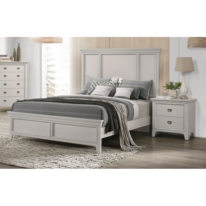 Bernards Meadow Grey 4pc Bedroom Set With Queen Panel Bed BRND-200-105-BR-S2