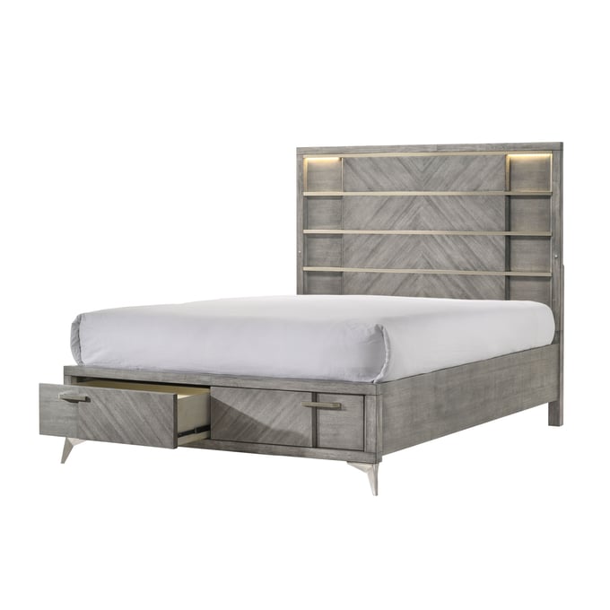 Bernards Aries Gray Queen Storage Bed BRND-211-106