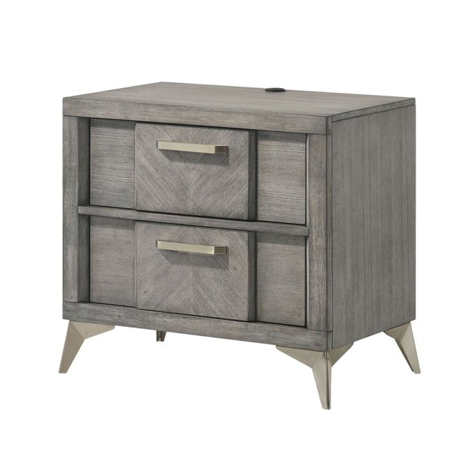 Bernards Aries Gray 2 Drawer Nightstand BRND-211-120