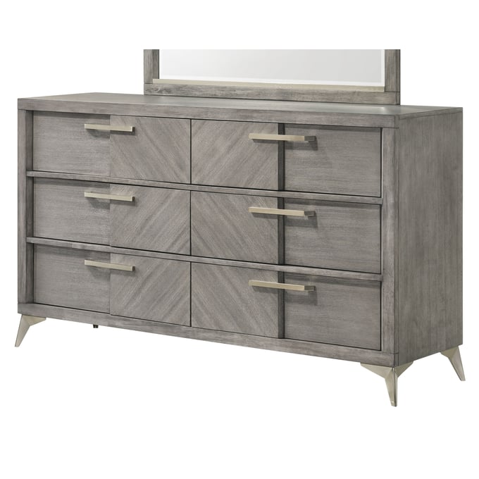 Bernards Aries Gray 6 Drawer Dresser BRND-211-130