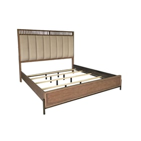 Bernards Aurora Latte Leather Queen Panel Bed