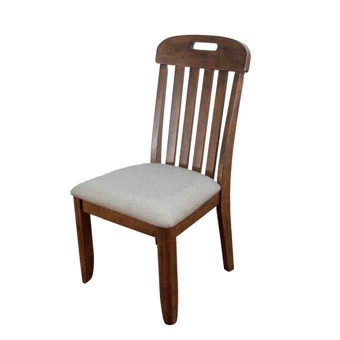 2 Bernards Danville Spice Brown Slat Dining Chairs BRND-315-511