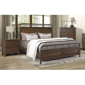 Bernards Danville Spice Brown 4pc Bedroom Set with Queen Panel Bed