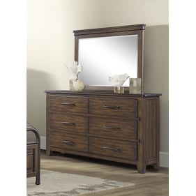 Bernards Danville Spice Brown 6 Drawer Dresser and Mirror