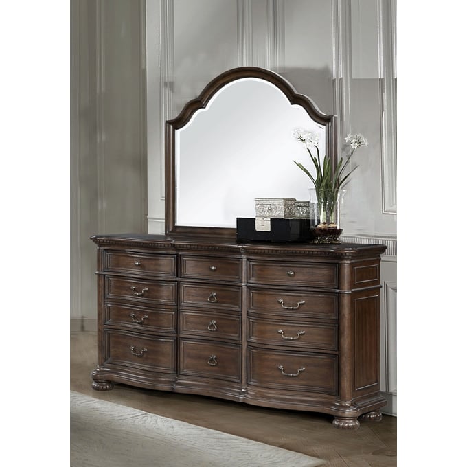 Bernards Tuscany Warm Mahogany Dresser and Mirror BRND-321-DRMR