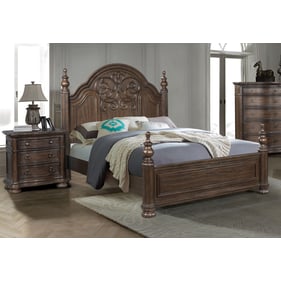 Bernards Tuscany Warm Mahogany 4pc Bedroom Set with Queen Panel Bed