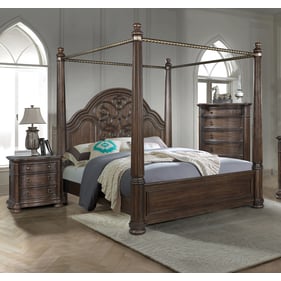 Bernards Tuscany Warm Mahogany 2pc Bedroom Set with Queen Canopy Bed