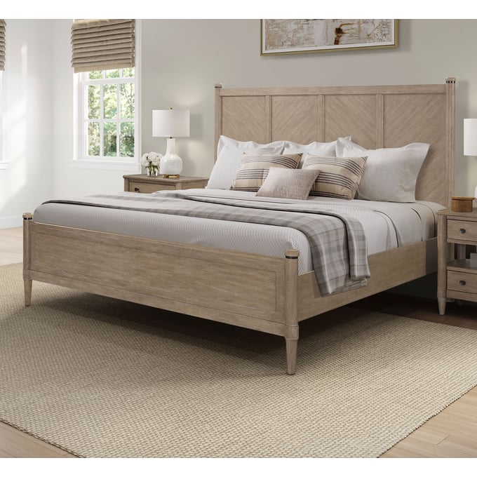 Bernards Wilmington Sand 2pc Lo Post Queen Bedroom Set with 3 Drawer Nighstand BRND-338-BR-S8