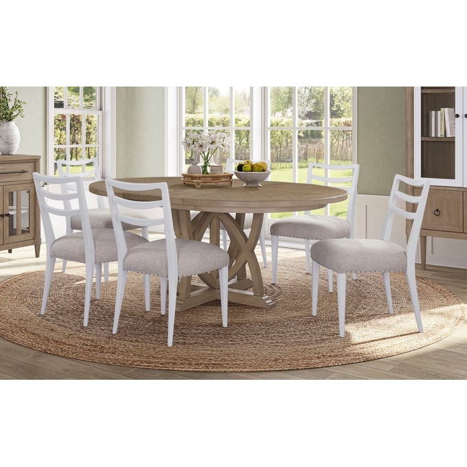 Bernards Wilmington Sand White 7pc Dining Room Set BRND-338-DR-S3