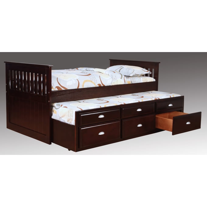 Bernards Logans Merlot Captains Twin Trundle Storage Bed BRND-501