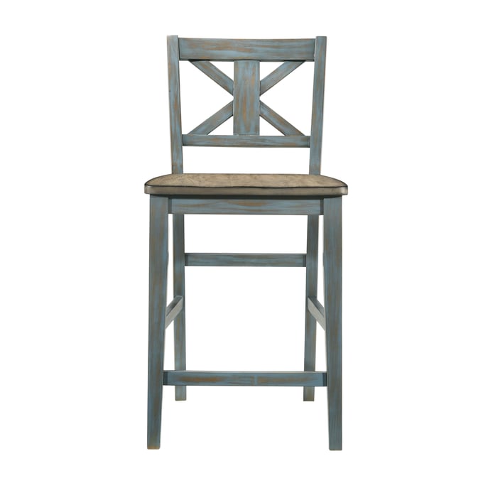 2 Bernards Summerville II Light Blue Rustic Counter Stools BRND-5800-540