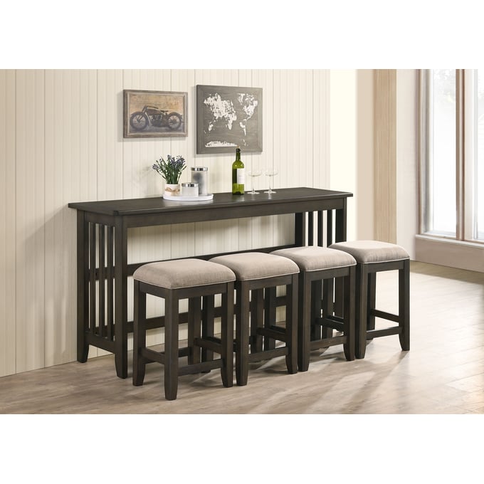 Bernards Lindsey Ebony 5pc Counter Height Set BRND-5944DS-533