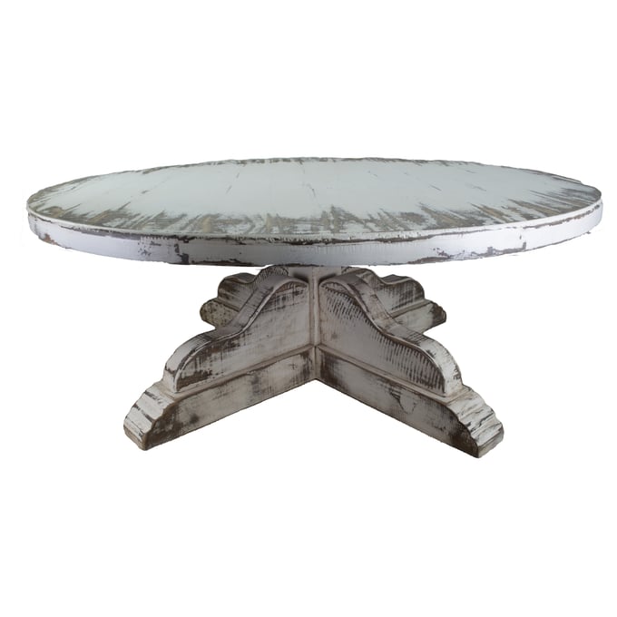 Bernards Savannah White Round Cocktail Table BRND-8811-001