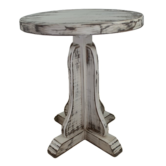 Bernards Savannah White Round End Table BRND-8811-002