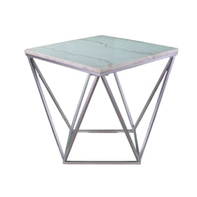 Bernards Athens White Silver End Table