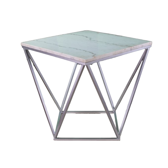 Bernards Athens White Silver End Table BRND-9618-002