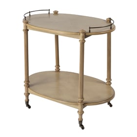 Butler Specialty Kathleen Beige 31 Inch Woval 2 Tier Bar Cart