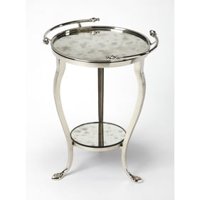 Butler Specialty Viola Silver Metal And Mirrored End Table