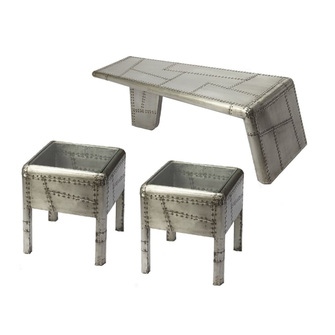 Butler Specialty Midway Aviator Silver 3pc Coffee Table Set BSF-5153-OCT-S1