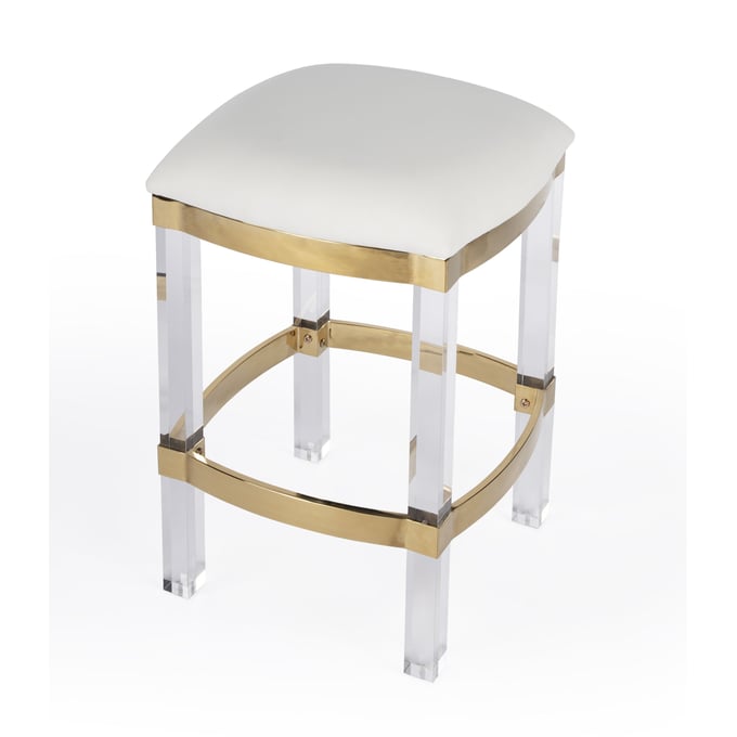 Butler Specialty Jordan White Acrylic And Polished Brass 24 Inch Counter Height Stool BSF-5322402