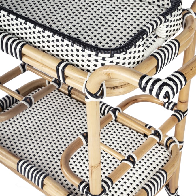 Butler Selena Grey & White Rattan Bar Cart