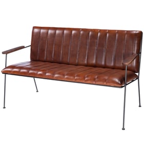 Butler Specialty Phoenix Medium Brown Leather And Metal 53 Inch Bench