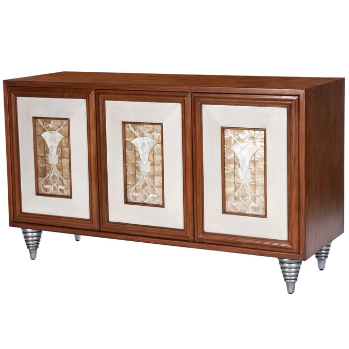 Butler Specialty Shelly Medium Brown Leather And Capiz Shell Inlay 55 Inch Sideboard BSF-5486350