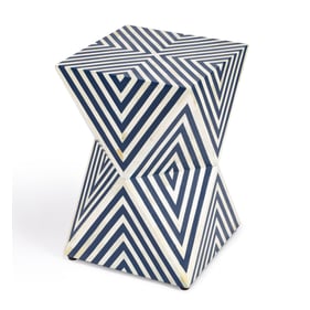 Butler Specialty Anais Navy Blue White Bone Inlay Side Table