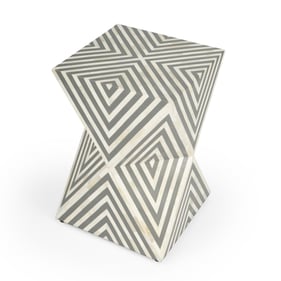 Butler Specialty Anais White Grey Bone Inlay Side Table