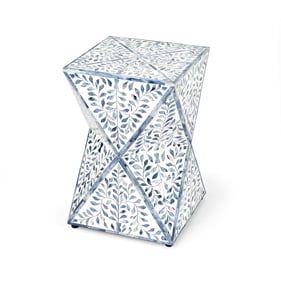 Butler Specialty Trubadur Sky Blue White Bone Inlay Side Table