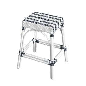 Butler Specialty Robias White Navy Rattan 24.5 Inch Counter Height Stool