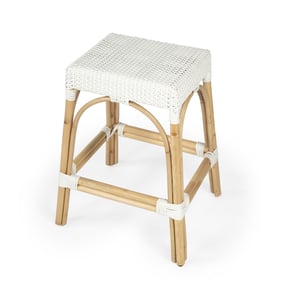 Butler Specialty Robias Glossy White Rattan 24.5 Inch Counter Height Stool