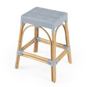 Butler Specialty Robias Baby Blue Rattan 24.5 Inch Counter Height Stool