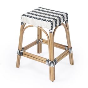 Butler Specialty Robias Navy White Rattan 24.5 Inch Counter Height Stool