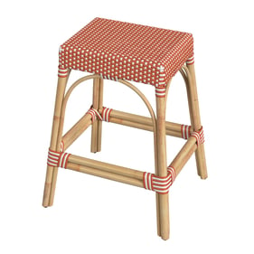 Butler Specialty Robias Orange White Rattan 24.5 Inch Counter Stool