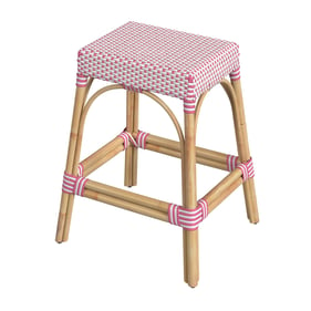 Butler Specialty Robias White Pink Rattan 24.5 Inch Counter Stool