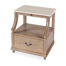 Butler Specialty Mabel Tan Beige Marble Drawer Nightstand