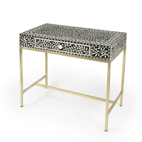 Butler Specialty Perilla Black White Gold Bone Inlay Writing Desk