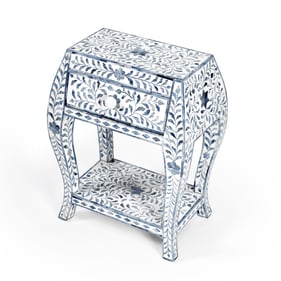 Butler Specialty Trubadur Blue White Bone Inlay Side Table