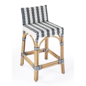 Butler Specialty Serienna White Navy Rattan Low Back Counter Height Stool