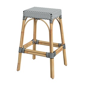 Butler Specialty Robias White Black Rattan 30 Inch Bar Stool