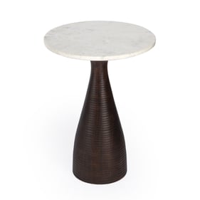 Butler Specialty Julia Dark Brown White Marble Pedestal End Table