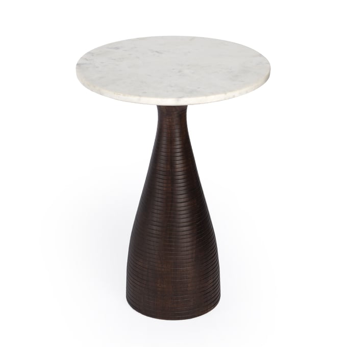 Butler Specialty Julia Dark Brown White Marble Pedestal End Table BSF-5627140