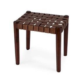 Butler Specialty Kerry Dark Brown Leather Woven Stool