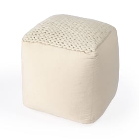 Butler Specialty Fernandos Cream Ivory Woven Square Pouffe