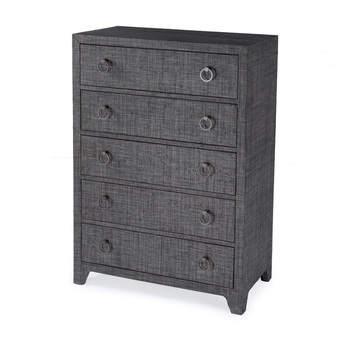 Butler Specialty Bar Harbor Gray 5 Drawer Raffia Chest BSF-5707420