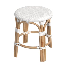 Butler Specialty Tobias White Rattan Round 18 Inch Stool