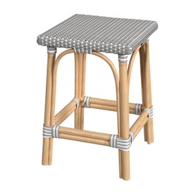 Butler Specialty Riviera Gray and White Square Rattan Counter Stool